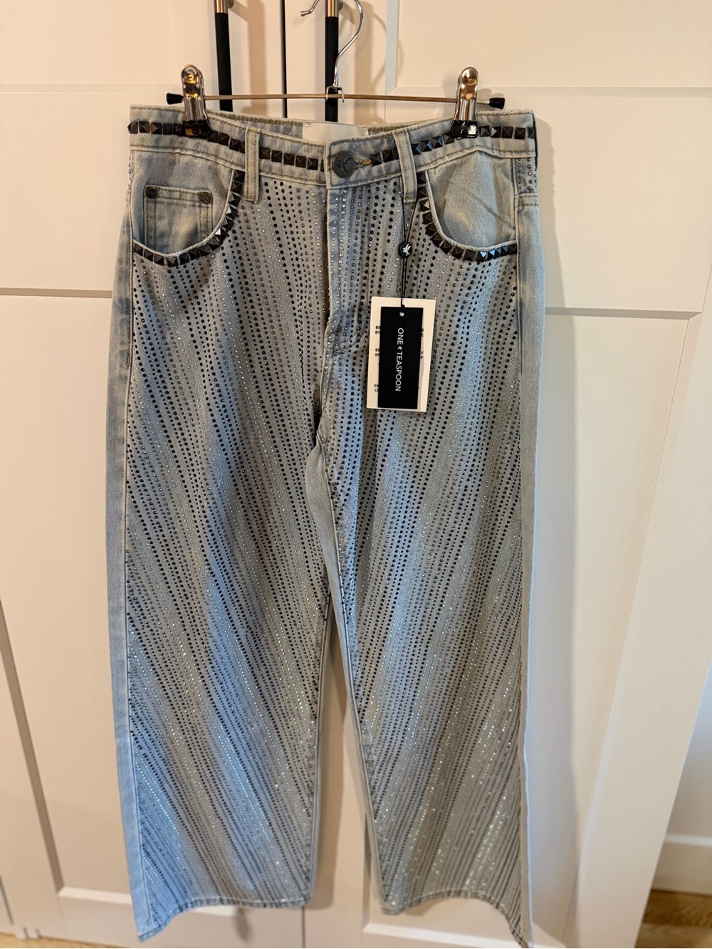 One Teaspoon Light Blue Studded Boyfriend Jeans